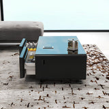YMDA TB135 Smart Minibar Coffee Table with Built-In Wireless Charger, Fridge, Bluetooth Music System, And USB - Black