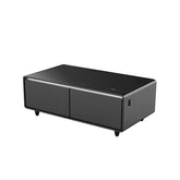 YMDA TB135 Smart Minibar Coffee Table with Built-In Wireless Charger, Fridge, Bluetooth Music System, And USB - Black
