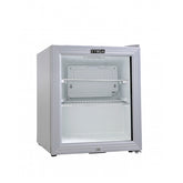 YMDA YCC60G Mini Glass Door Chiller 49L, Double Glass Temperature Control, Adjustable Shelves, LED Lighting, Lock Key Security, and 1-Year Warranty - Silver- ESMA Certified