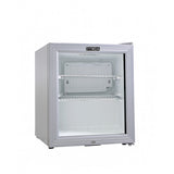 YMDA YCC60G Mini Glass Door Chiller 49L, Double Glass Temperature Control, Adjustable Shelves, LED Lighting, Lock Key Security, and 1-Year Warranty - Silver- ESMA Certified