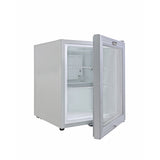 YMDA YCC60G Mini Glass Door Chiller 49L, Double Glass Temperature Control, Adjustable Shelves, LED Lighting, Lock Key Security, and 1-Year Warranty - Silver- ESMA Certified