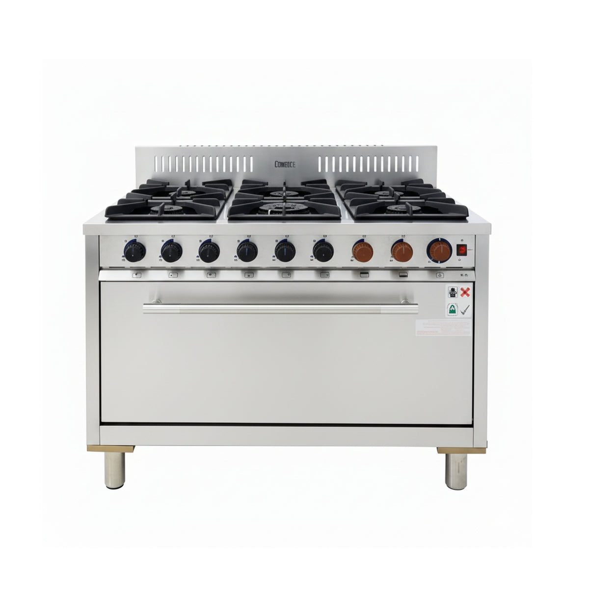 Masterchef MHO-4461S Heavy Duty Pro Series 6-Burner Commercial Gas Cooker with Oven Stainless Steel - Made in Korea